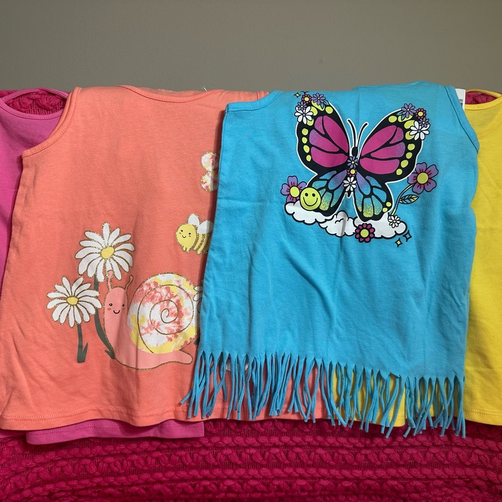 The Children's Place Pink, Blue, and Yellow Graphic Tank Tops